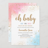 ジェンダーレベルピンクブルーオベビーベビーシャワー 招待状 (正面/裏面)