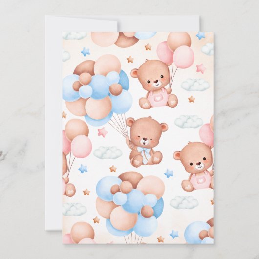 ジェンダーレヴェル熊のベビーシャワー 招待状 (裏面)