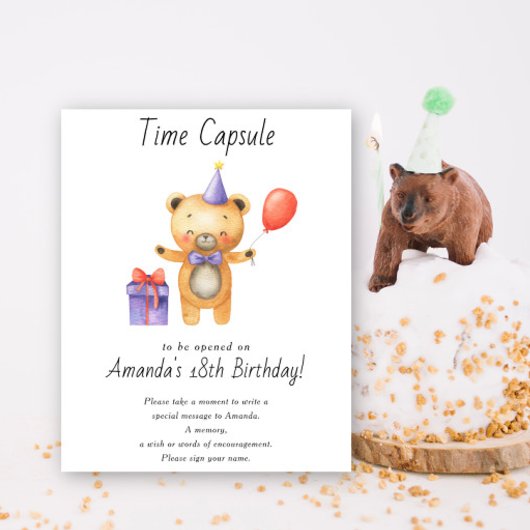ジェンダー中立の1歳の誕生日ベアタイムカプセル ポスター