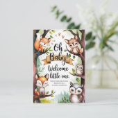 ジェンダー中立ウッドランドベビーシャワー招待状 招待状 (スタンド正面)