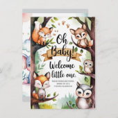 ジェンダー中立ウッドランドベビーシャワー招待状 招待状 (正面/裏面)