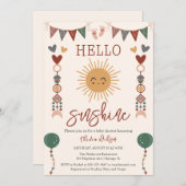 ジェンダー中立ボホハローサンシャインベビーシャワー 招待状 (正面/裏面)