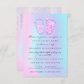 ジェンダー再生ベビーシャワー足ホログラフィックドリップ 招待状 (正面/裏面)