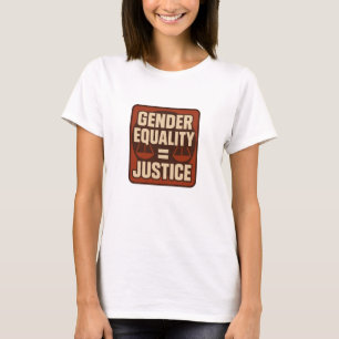 ジェンダー平等 = 正義 - スクエア レトロ フェミニスト Tシャツ