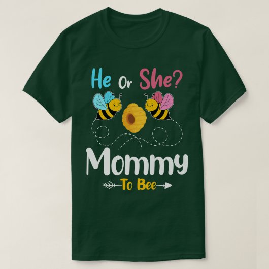 ジェンダー彼または彼女のママBeeベビー発表 Tシャツ (デザイン正面)