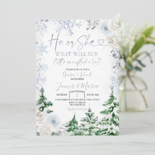 ジェンダー彼または彼女の冬の雪片の森Iを明らかにする 招待状 (スタンド正面)