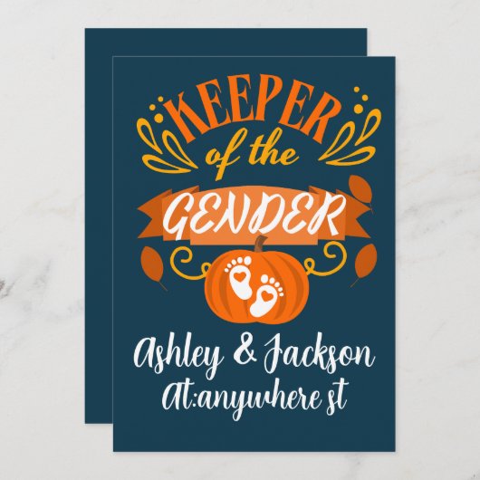ジェンダー感謝祭の性別のキーパーが明らかにする 招待状 (正面/裏面)