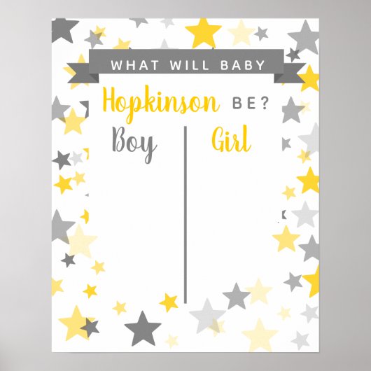 ジェンダー投票を明らかにするポスターパーティーのサイン男の子または女の子 ポスター (正面)