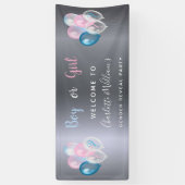 ジェンダー明かすパーティー男の子の青いピンクの銀 横断幕 (縦)