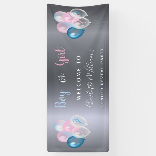 ジェンダー明かすパーティー男の子の青いピンクの銀 横断幕 (縦)