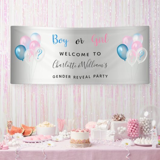 ジェンダー明かすパーティー男の子の青いピンクの銀 横断幕 (パーティー)