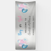 ジェンダー明かすパーティー男の子の青いピンクの銀 横断幕 (縦)