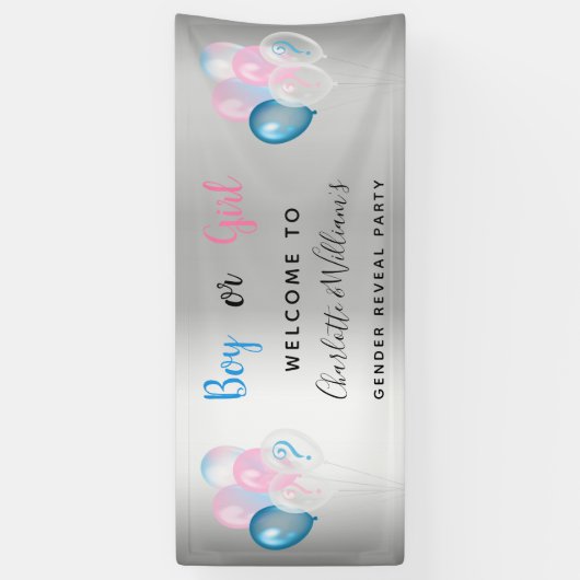 ジェンダー明かすパーティー男の子の青いピンクの銀 横断幕 (縦)