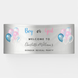ジェンダー明かすパーティー男の子の青いピンクの銀 横断幕