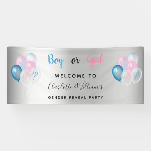 ジェンダー明かすパーティー男の子の青いピンクの銀 横断幕 (横)