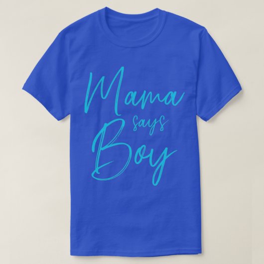 ジェンダー明け出しママは、家族のベビーpに一致する男の子を言う tシャツ (デザイン正面)