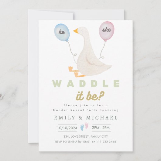 ジェンダー明らかにするベビー妊娠はガチョウである 招待状 (正面)