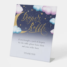 ジェンダー明らかにキラキラ小さな星おむつラッフル 台座サイン