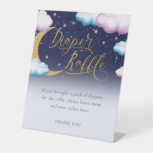 ジェンダー明らかにキラキラ小さな星おむつラッフル 台座サイン (正面)