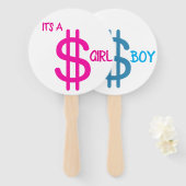 ジェンダー明らかにハンドファンのドル署名赤ちゃんシャワー ハンドファン (正面&裏面)