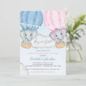 ジェンダー明らかに象のバルーン赤ちゃんシャワー 招待状 (スタンド正面)