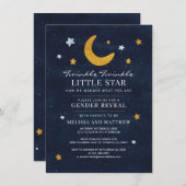 ジェンダー明らかに赤ちゃんシャワー男の子の月星 招待状 (正面/裏面)