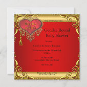 ジェンダー明らかに赤ちゃんシャワー男の子の赤の民族 招待状 (裏面)
