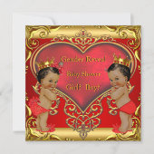 ジェンダー明らかに赤ちゃんシャワー男の子の赤の民族 招待状 (正面)