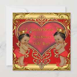 ジェンダー明らかに赤ちゃんシャワー男の子の赤の民族 招待状