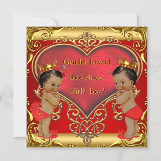 ジェンダー明らかに赤ちゃんシャワー男の子の赤の民族 招待状 (正面)