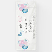 ジェンダー明らかに赤ちゃんシャワー男の子ブルーピンク白 横断幕 (縦)