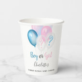 ジェンダー明らかに赤ちゃんシャワー男の子ブルーピンク白 紙コップ (裏面)