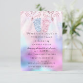 ジェンダー明らかに赤ちゃんシャワー足女の子ボーイピンクブルー 招待状 (スタンド正面)