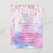 ジェンダー明らかに赤ちゃんシャワー足女の子ボーイピンクブルー 招待状 (正面/裏面)