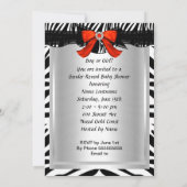 ジェンダー明らかに赤ちゃんシャワーZebra赤ベビー靴 招待状 (裏面)