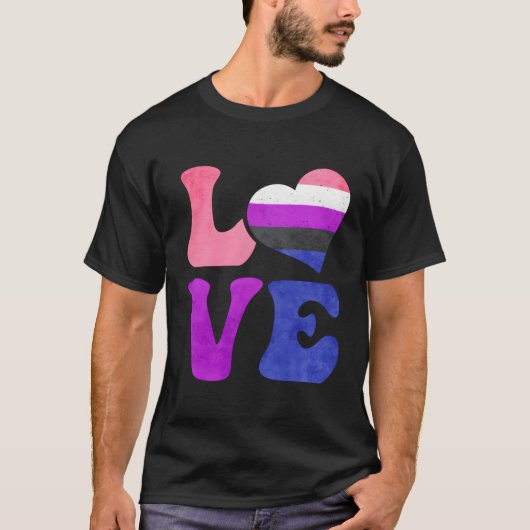 ジェンダー流体プライドフラッグラブインクルードLgbtq Tシャツ (正面)