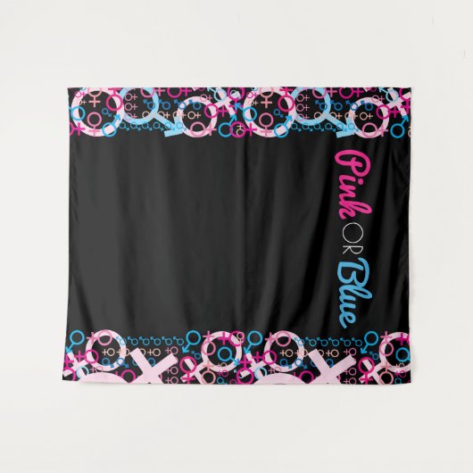 ジェンダー発表 ピンクまたはブルー 赤ちゃん写真撮影用背景 タペストリー (正面(横))