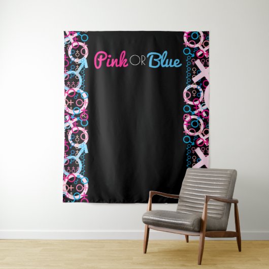 ジェンダー発表 ピンクまたはブルー 赤ちゃん写真撮影用 背景 タペストリー (インサイチュ)