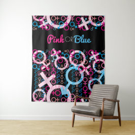 ジェンダー発表 ピンクまたはブルー 赤ちゃん フォトオプ バックドロップ タペストリー