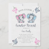 ジェンダー素朴明けバーラップ象の赤ちゃんシャワー 招待状 (正面)