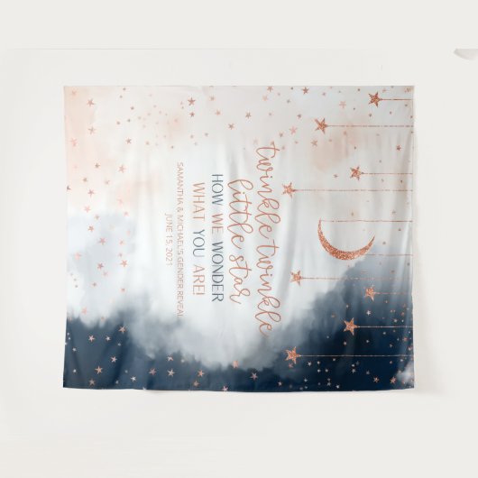 ジェンダー表示の背景、きらめく小さな星のバナー タペストリー (正面(横))