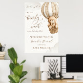 ジェンダー表示ウェルカムテディベア赤ちゃんシャワー ポスター (ホームオフィス)