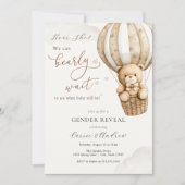 ジェンダー表示テディベア赤ちゃんシャワー 招待状 (正面)