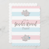 ジェンダー表示パーティの招待状象とストライプ 招待状 (正面/裏面)