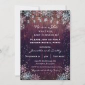 ジェンダー表示パーティー冬のスノーフレーク木製ライト 招待状 (正面)