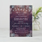 ジェンダー表示パーティー冬のスノーフレーク木製ライト 招待状 (スタンド正面)