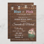 ジェンダー表示パーティー招待状木製ラ素朴イト 招待状 (正面/裏面)