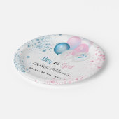 ジェンダー表示パーティー男の子ブルーピンクグリッター ペーパープレート (アングル)