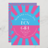 ジェンダー表示パーティー赤ちゃんシャワーピンクと青 招待状 (正面/裏面)