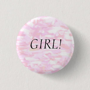 ジェンダー表示ピンクの紙吹雪「GIRL」ピンボタン 缶バッジ